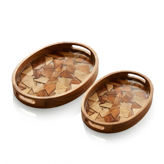 Wooden Tray Set 2 Pcs